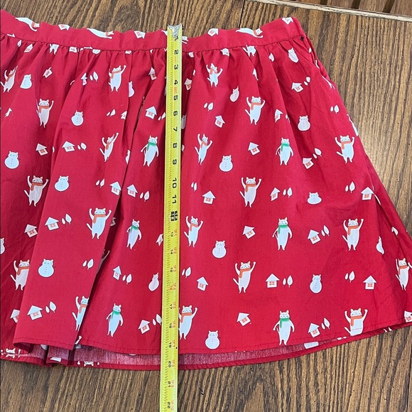ModCloth Holiday Christmas Mini Cotton Skirt in Red Cats. 2X pockets - Picture 9 of 9
